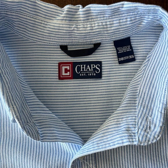 Chaps big & tall stripe cotton long sleeve button down shirt 3XB / 3TF - Picture 6 of 12